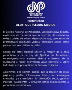 CNP Nueva Esparta emitió alerta sobre la proliferación de «pseudo-medios» en redes sociales