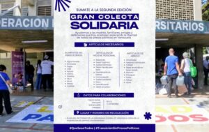 Colecta solidaria en la UCV apoyará a familias de presos políticos