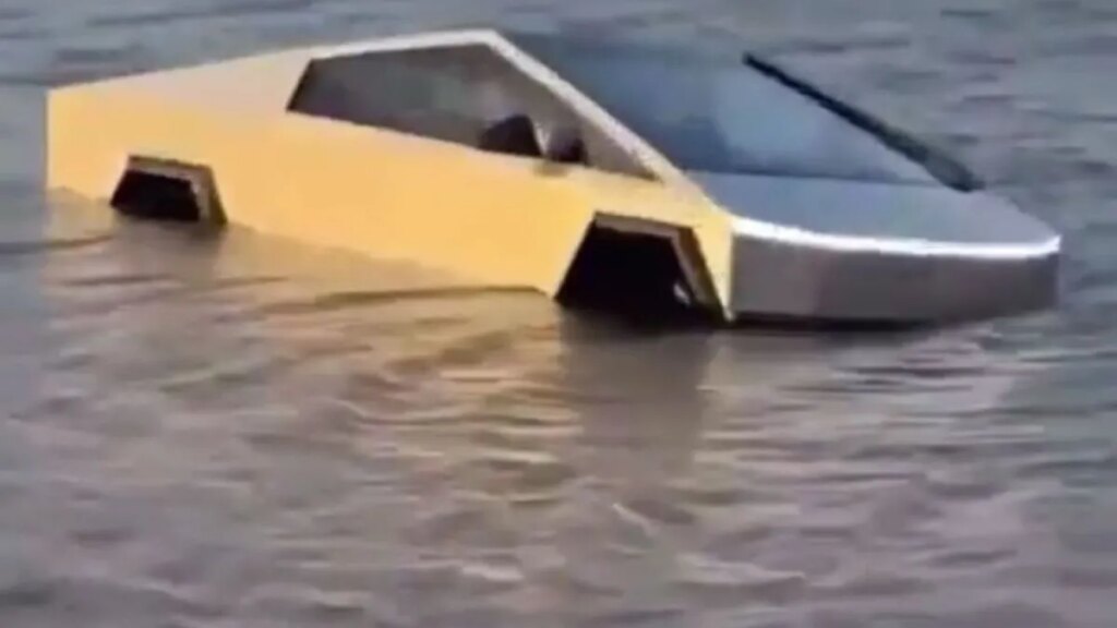 EEUU: sumergió su Tesla Cybertruck en un lago de Texas para probar el modo acuático y fue detenido por la policía
