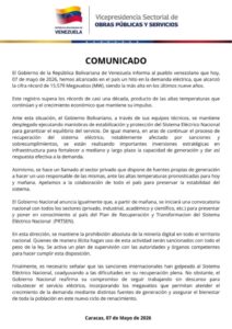 Gobierno nacional se pronuncia sobre racionamientos eléctricos