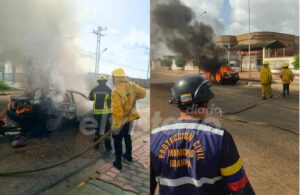 Incendio consumió Accent 2002 frente a la Clínica Paraco