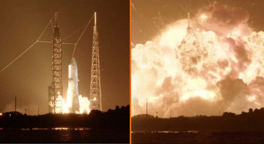 La impactante explosión del cohete de Jeff Bezos