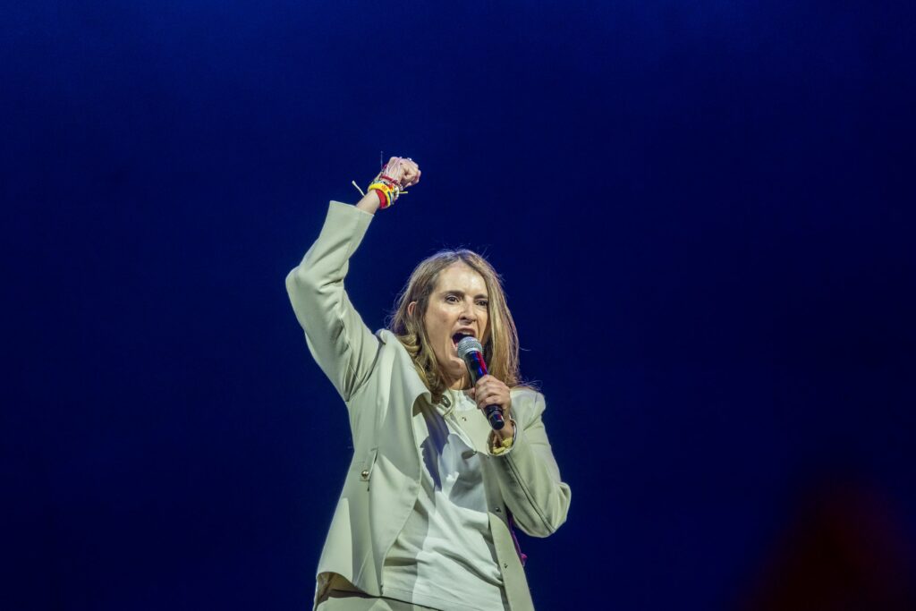 Paloma Valencia en el cierre de su campaña en el Movistar Arena en Bogotá.