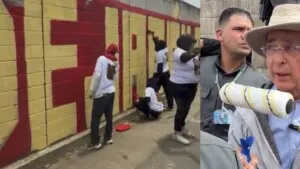 Polémica frente a la casa de Álvaro Uribe en Antioquia por grupo de personas que se reunió a pintar un mural sobre ‘falsos positivos’
