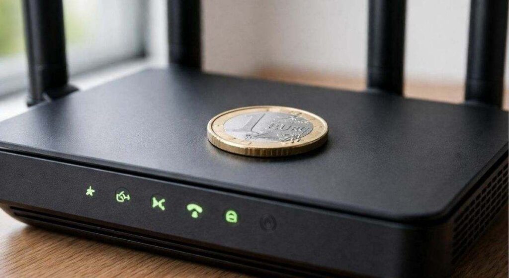 Poner una moneda encima del rúter