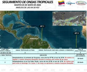 Primera onda tropical de la temporada llegará el 6 de mayo