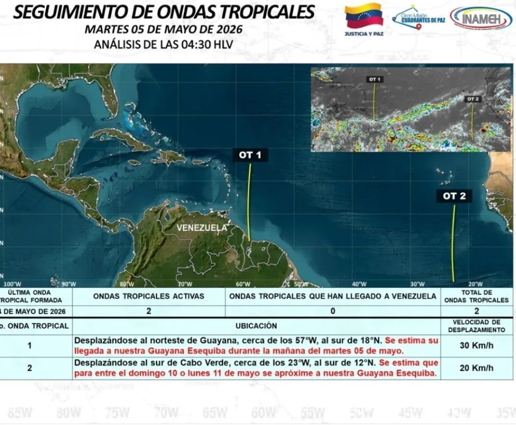 Primera onda tropical de la temporada llegará el 6 de mayo