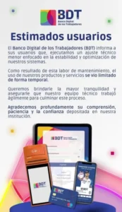 Restablecidos los servicios en el Banco Digital de los Trabajadores tras caída de su plataforma