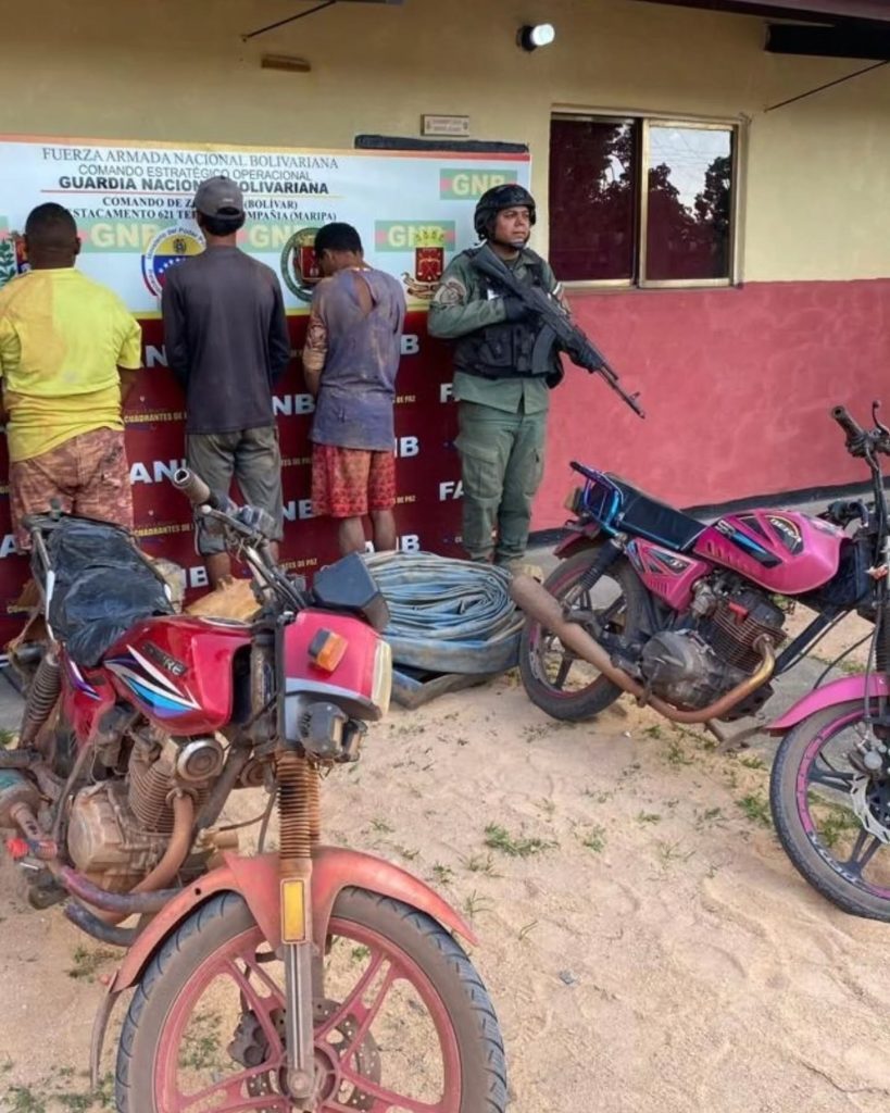 Tres detenidos por minería ilegal en el sector «El Kino» del municipio Sucre
