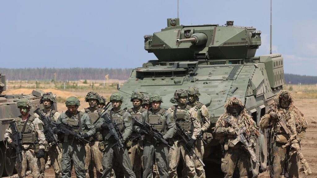 Tropas aliadas de la OTAN desplegadas en Lituania, en 2023.