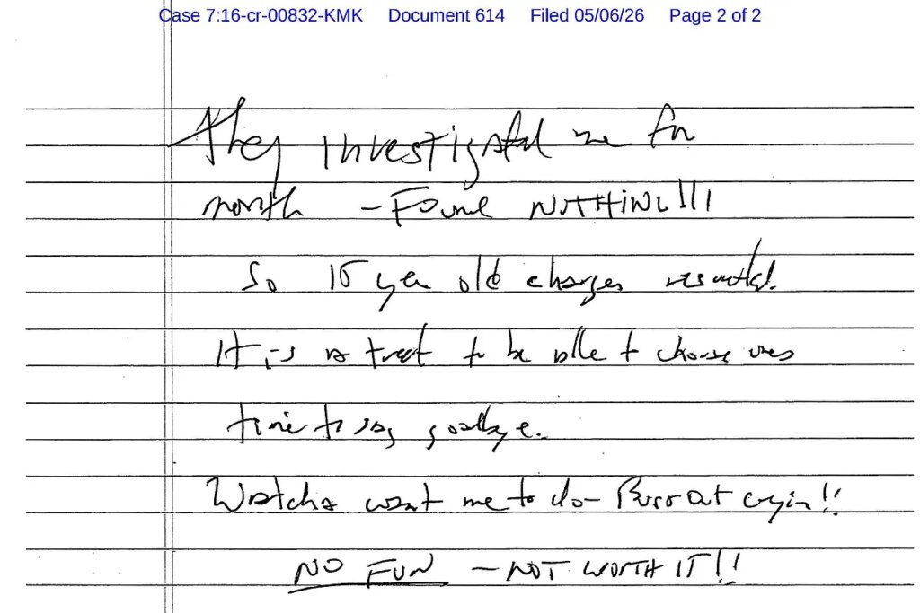 Un juez de Nueva York publica la supuesta nota de suicidio de Epstein
