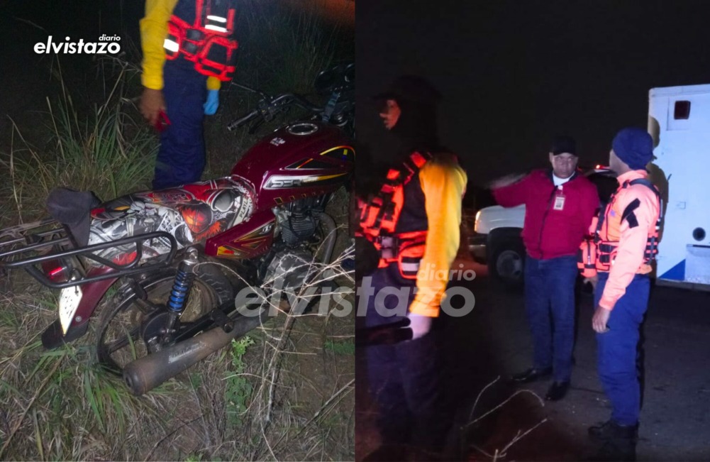 Un motorizado derrapó vía Dación luego de ser encandilado por otro vehículo