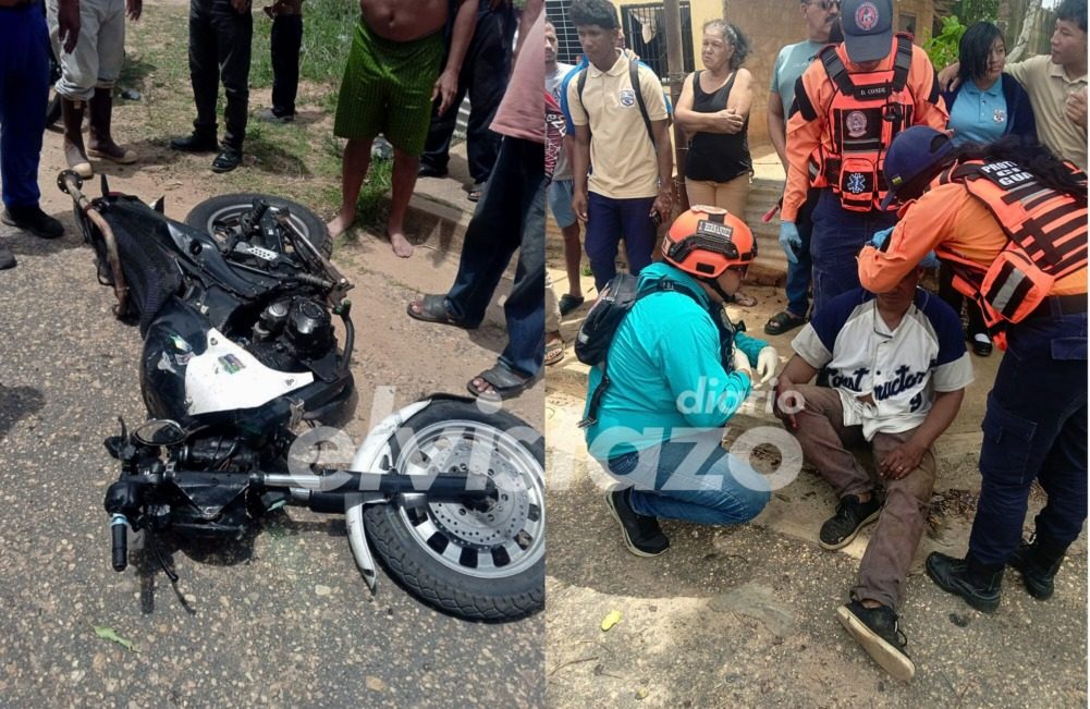 Un señor sufrió amnesia y lesión craneal tras derrapar su moto cerca del liceo Simón Bolívar de Guanipa