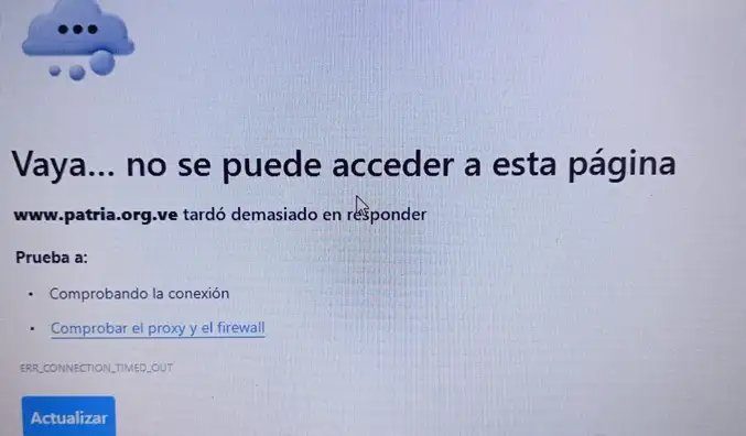 Usuarios reportan caída de la Plataforma Patria