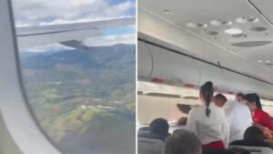 VIDEO: Gritos, pánico y desmayos a bordo de un avión durante intento fallido de aterrizaje