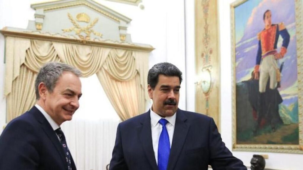 08/02/2020.- José Luis Rodríguez Zapatero, al comienzo de su reunión con Nicolás Maduro en Caracas