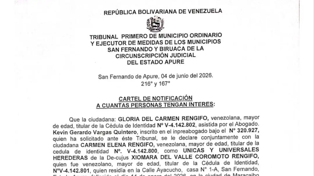 Cartel de notificación a cuantas personas tengan interés