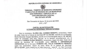 Cartel de notificación a cuantas personas tengan interés