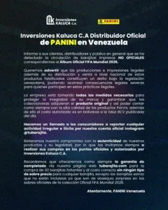Distribuidor oficial de Panini en Venezuela alertó sobre circulación de barajitas falsas en el país