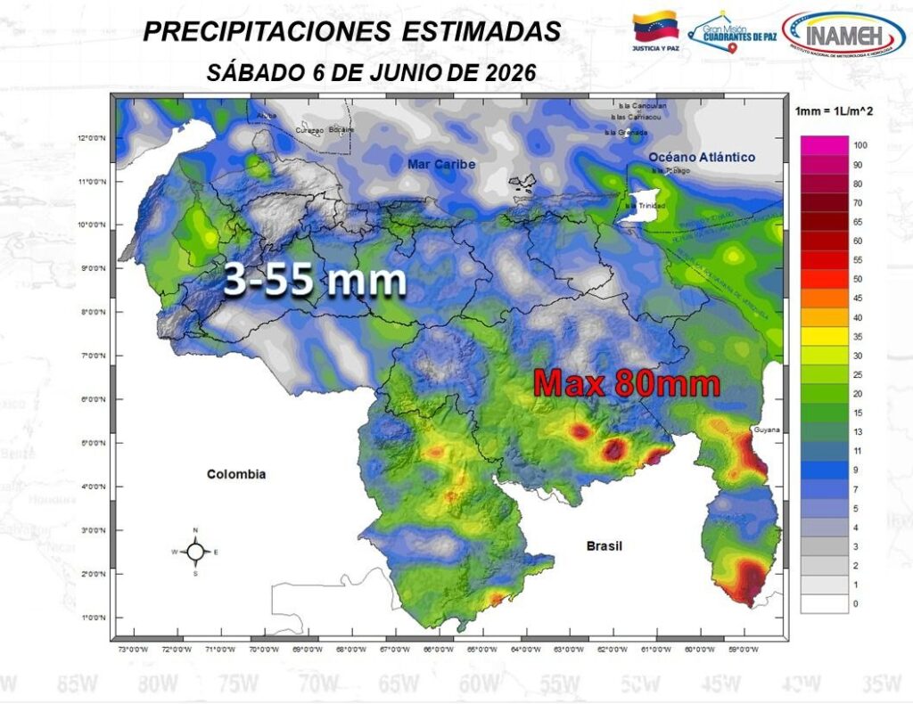 Estas son las regiones donde se esperan lluvias y actividad eléctrica durante este #6Jun, según Inameh
