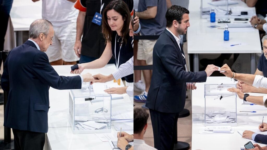 Florentino Pérez y Enrique Riquelme votan en Valdebebas