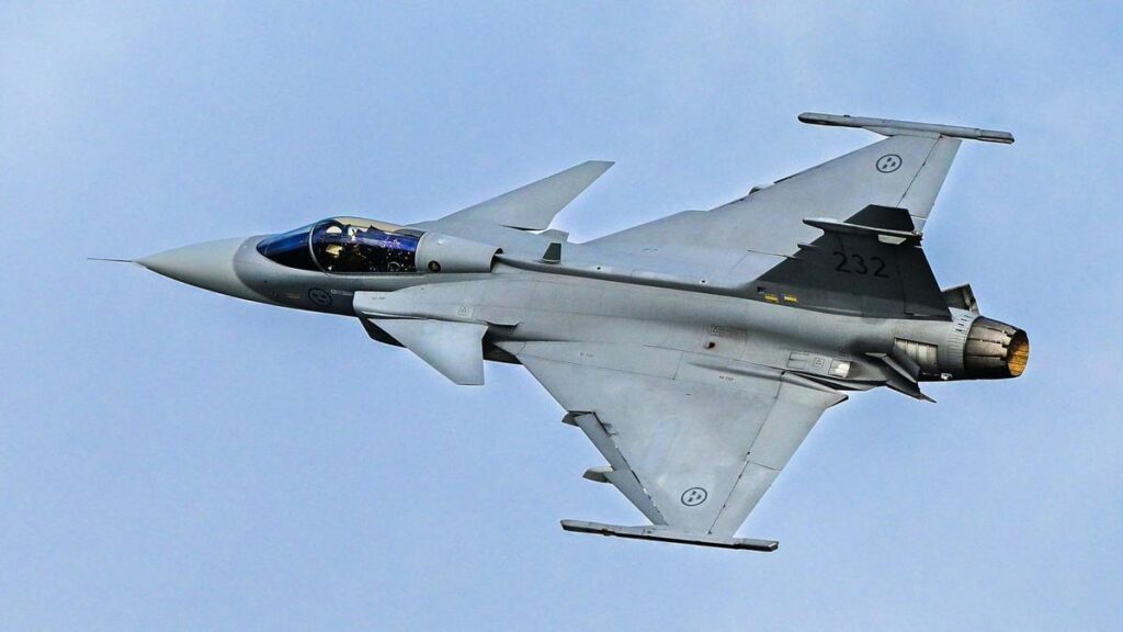 Avión de combate Saab JAS 39 Gripen del Ejército sueco.