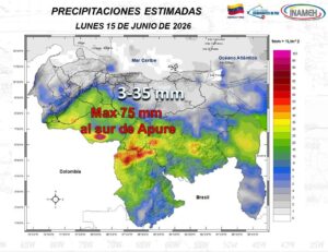 Inameh alertó sobre lluvias con descargas eléctricas en estas zonas de Venezuela este #15Jun