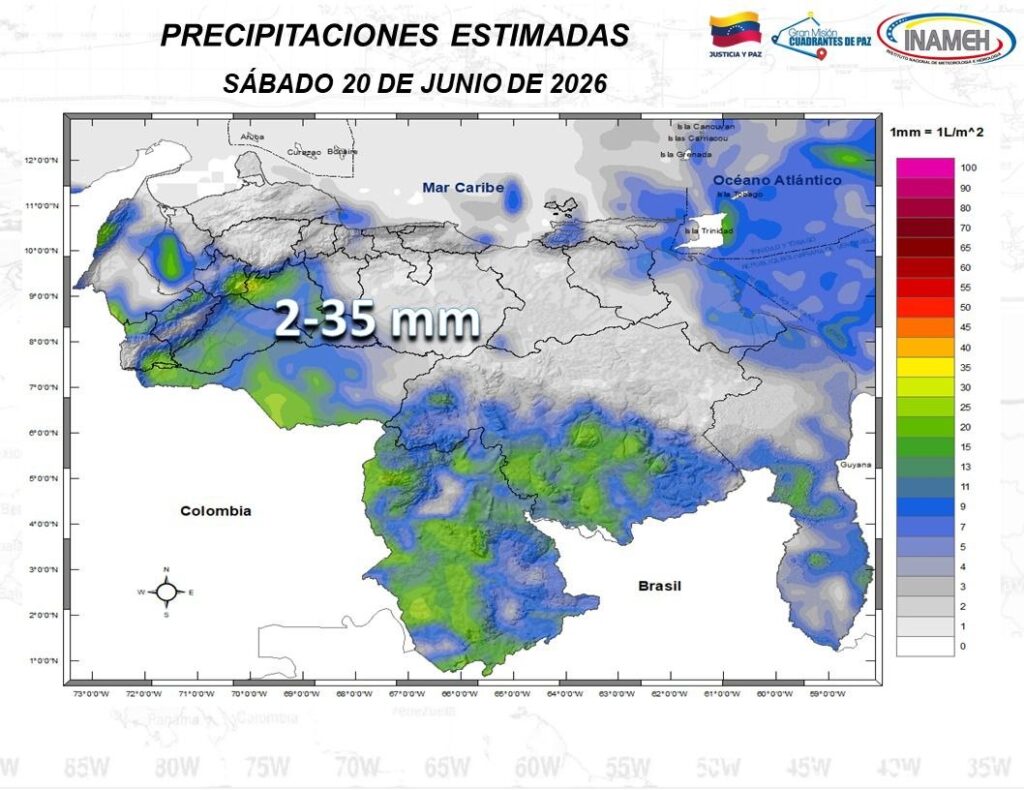Inameh anunció aumento de la nubosidad y aguaceros en varias regiones del país este #20Jun