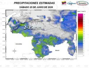 Inameh anunció aumento de la nubosidad y aguaceros en varias regiones del país este #20Jun