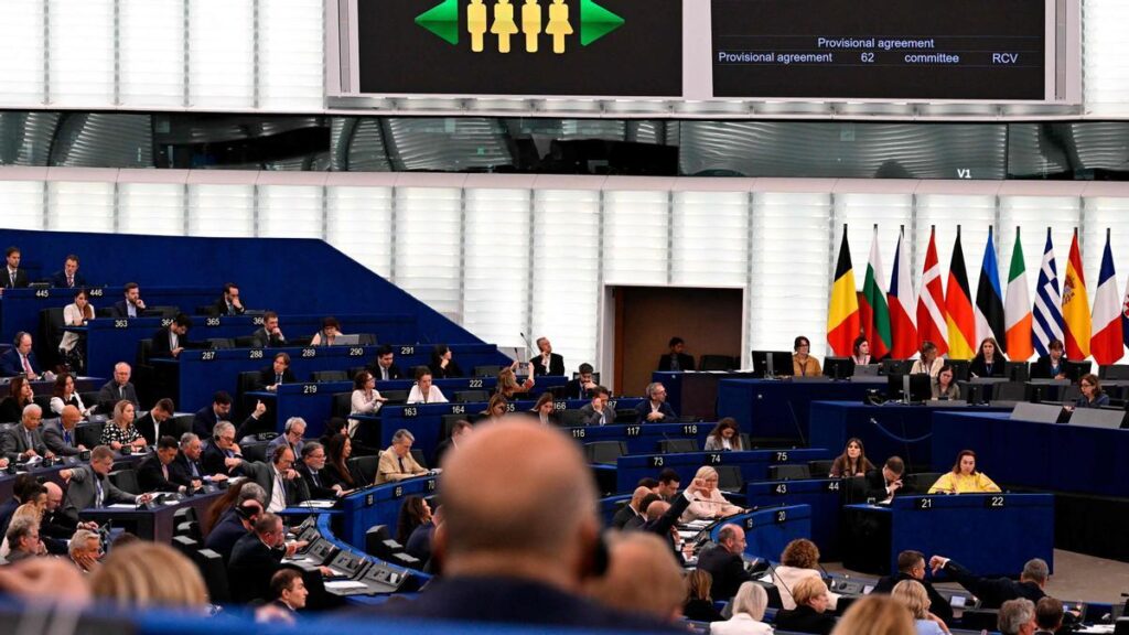 Votación en el Parlamento Europeo de la rebaja arancelaria con EEUU, este martes en Estrasburgo.