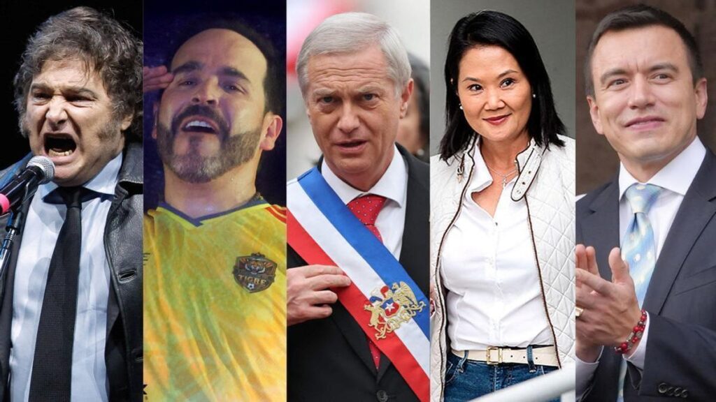 Javier Milei (Argentina), Abelardo de la Espriella (Colombia), José Antonio Kast (Chile), Keiko Fujimori (Perú) y Daniel Noboa (Ecuador)