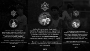 Marítimo de La Guaira informa la muerte de tres futbolistas menores de edad