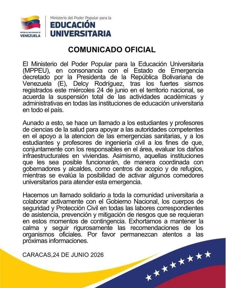 Ministerio de Educación ratifica suspensión de actividades tras sismos