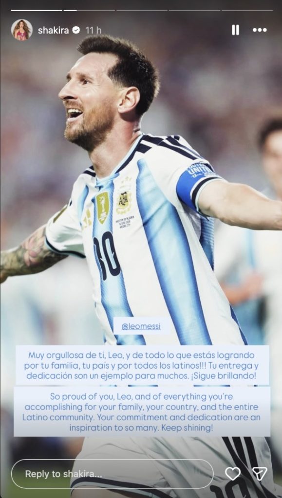 “Muy orgullosa de ti”: El emotivo mensaje de Shakira a Lionel Messi