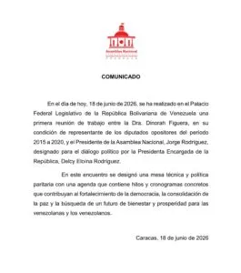 Presidente de la AN y exdiputada Dinorah Figuera acuerdan designar mesa técnica para el diálogo político