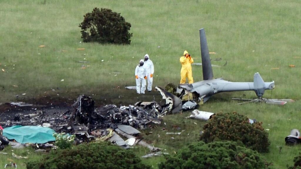 El helicóptero accidentado en Reino Unido.