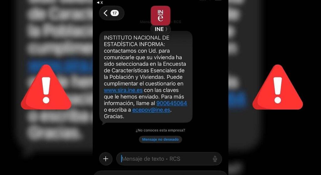 Si te llega un SMS del INE "para análisis estadístico" no pinches, se trata de una estafa