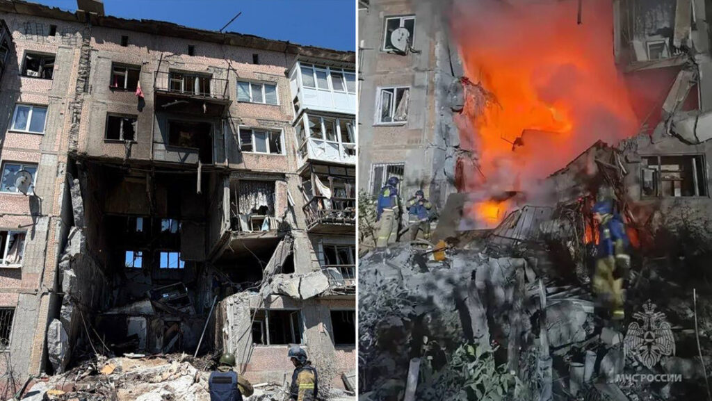 Un ataque ucraniano provoca derrumbe parcial de un edificio residencial y deja civiles muertos