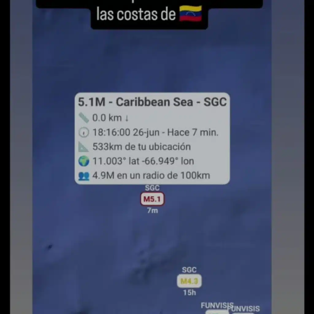 Un nuevo sismo de magnitud 4.9 sacude el norte de Venezuela en medio de la emergencia nacional