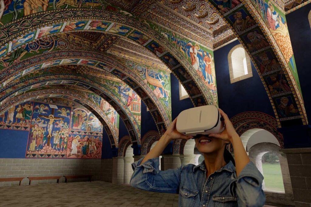 Simulación de la experiencia del espectador con las gafas 3D del proyecto Sigena Mágica, en una imagen cedida por sus responsables.