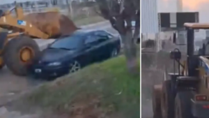 Video de ‘bárbaro’ al volante: manejó una retroexcavadora, estrelló siete carros y dejó dos heridos tras ‘festejar’ el triunfo de Argentina