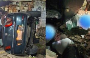 Dos hombres sufren traumatismos moderados al estrellar y volcar Fiat Siena en Barcelona