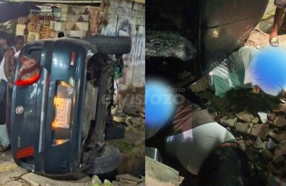 Dos hombres sufren traumatismos moderados al estrellar y volcar Fiat Siena en Barcelona
