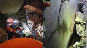 Equipos de rescate intentan liberar a un hombre atrapado