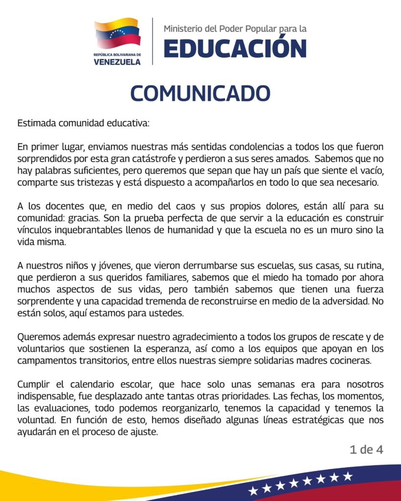 Este lunes reiniciarán las clases en las zonas no afectadas por los terremotos