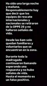 «Fue un falso positivo»: Equipos de rescate se retiran de la OPPE 26 tras no encontrar señales de vida