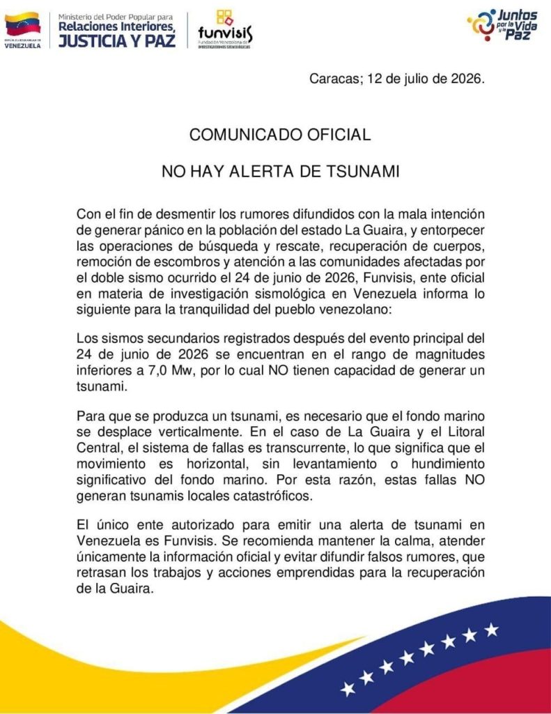 Funvisis descarta alerta de tsunami en el estado La Guaira