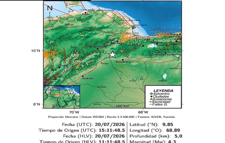 Funvisis reportó sismo de magnitud 4.6 en Sucre: La profundidad de más 90 Km lo hizo poco sensible