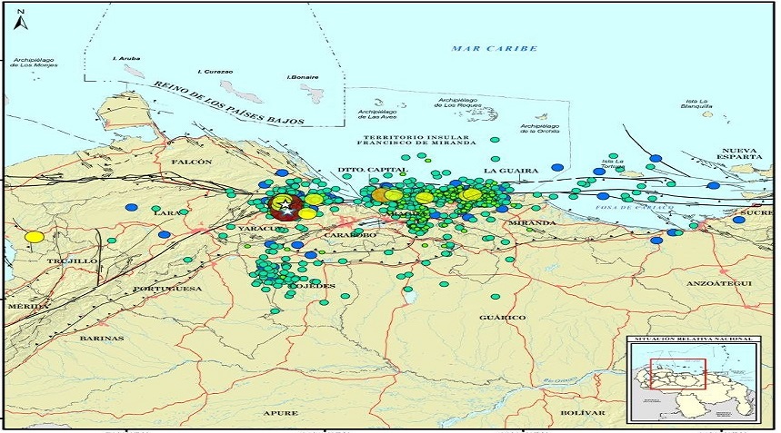 Más de 1.300 sismos en 552 horas: Funvisis presentó mapa de sismicidad en el centro-occidente tras evento del 24 de junio