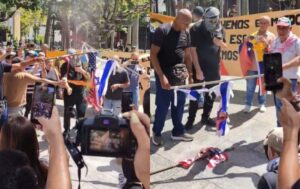 Oficialistas queman banderas de EE. UU. e Israel